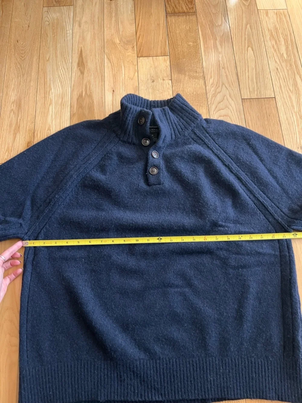 Banana Republic Mens Recycled Wool Sweater Henley Navy‎ Blue Mock Neck Size XL